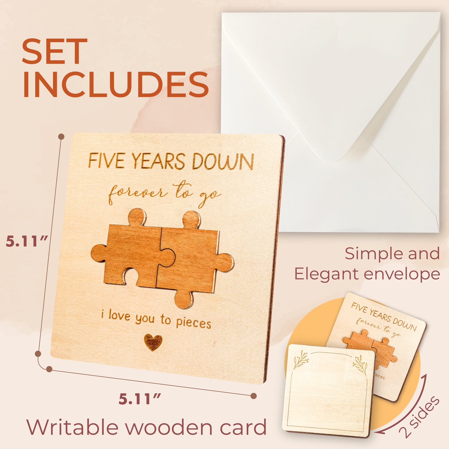 5 Year Anniversary Card Gift for Men Women