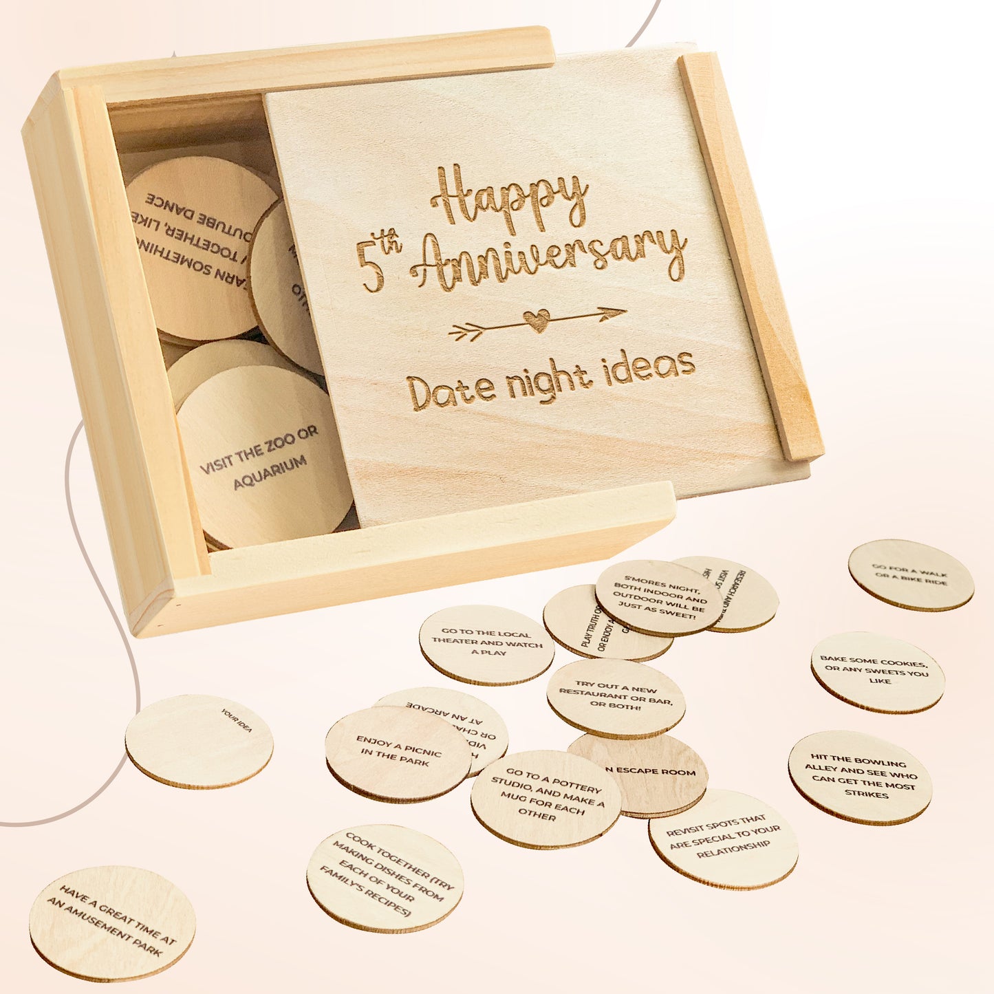 5 Year Anniversary Wood Gifts for Him Her